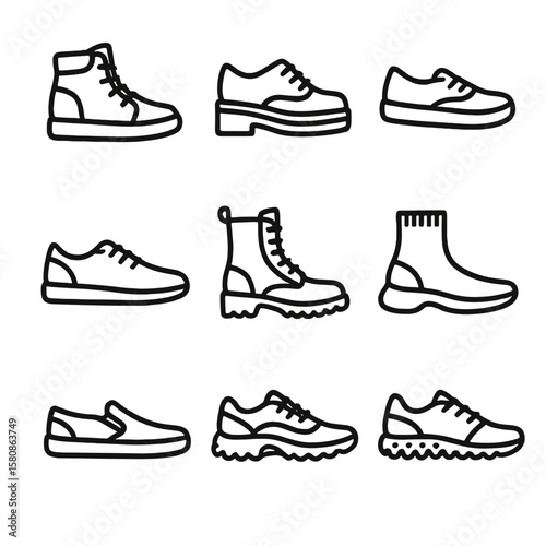 Sneakers skate shoes textured sock footwear icon modern vector icons boots trail