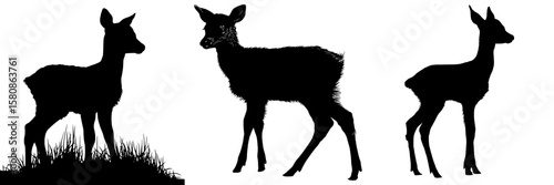 The modern clipart illustration design features a black silhouette of Bambi, a young deer, standing with its head turned slightly to one side