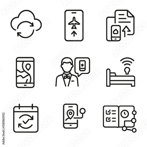 Vector traffic sharing concierge icon travel cloud synced symbol room collaborative icons