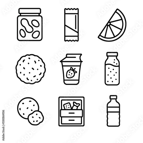 Bottle smoothie vector energy snacks nuts water icon snack protein icons office