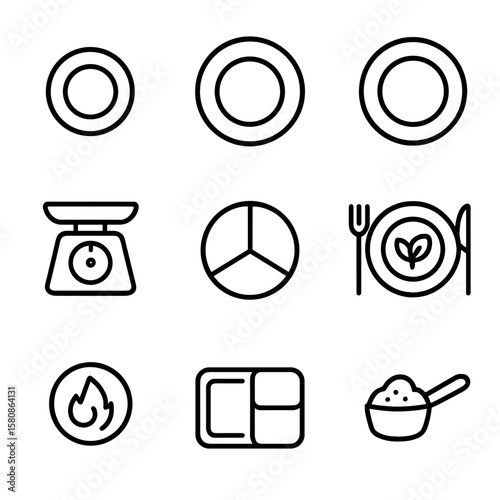 Icons vector size portion food box balanced portioned icon plate divider meal