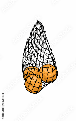 Oranges fruits in a black mesh bag