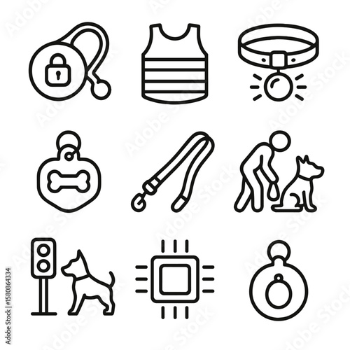 Walking leash dog tag vest safety visibility microchip reflective vector collar lock