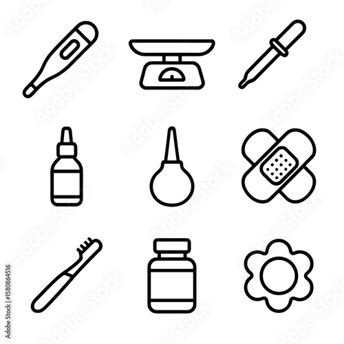 Vitamin bandage icon baby saline medicine health ring tool vector bulb nasal
