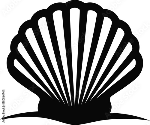 Silhouette Fan Shaped Clam Shell Icon Vector illustration