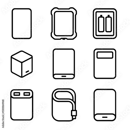 Bank metallic edge finish ports display icon rounded vector power usb dual