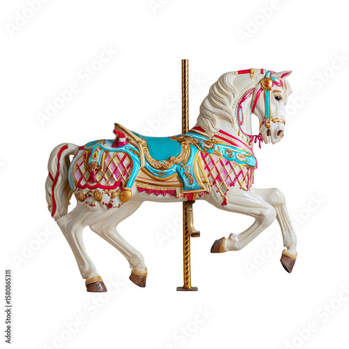 Isolated Transparent Carousel Horse on White Background