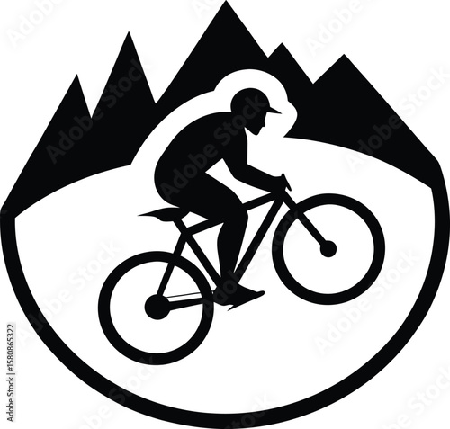 a mountain biker on white background.eps