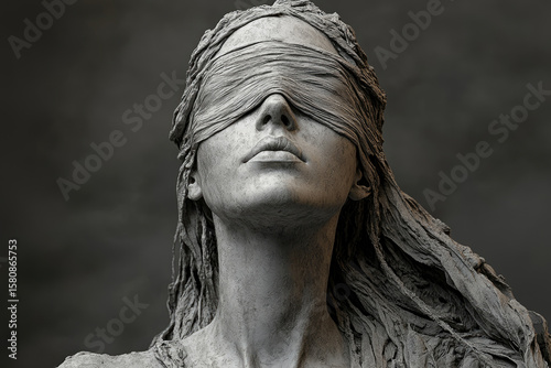 A Marble Vision of Justice in Grayscale Stillness