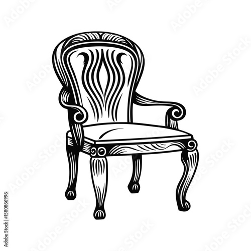 Ornate carved wooden armchair with scrolled arms and decorative legs furniture
