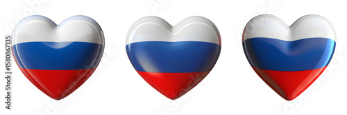 Free Download Set For hearts with the russian flag isolated on transparent background - GFXLoad