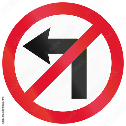 Chinese traffic sign used only in Hong Kong - No left turn