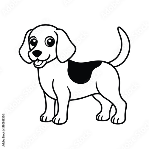 Playful beagle dog cartoon isolated on white puppy illustration