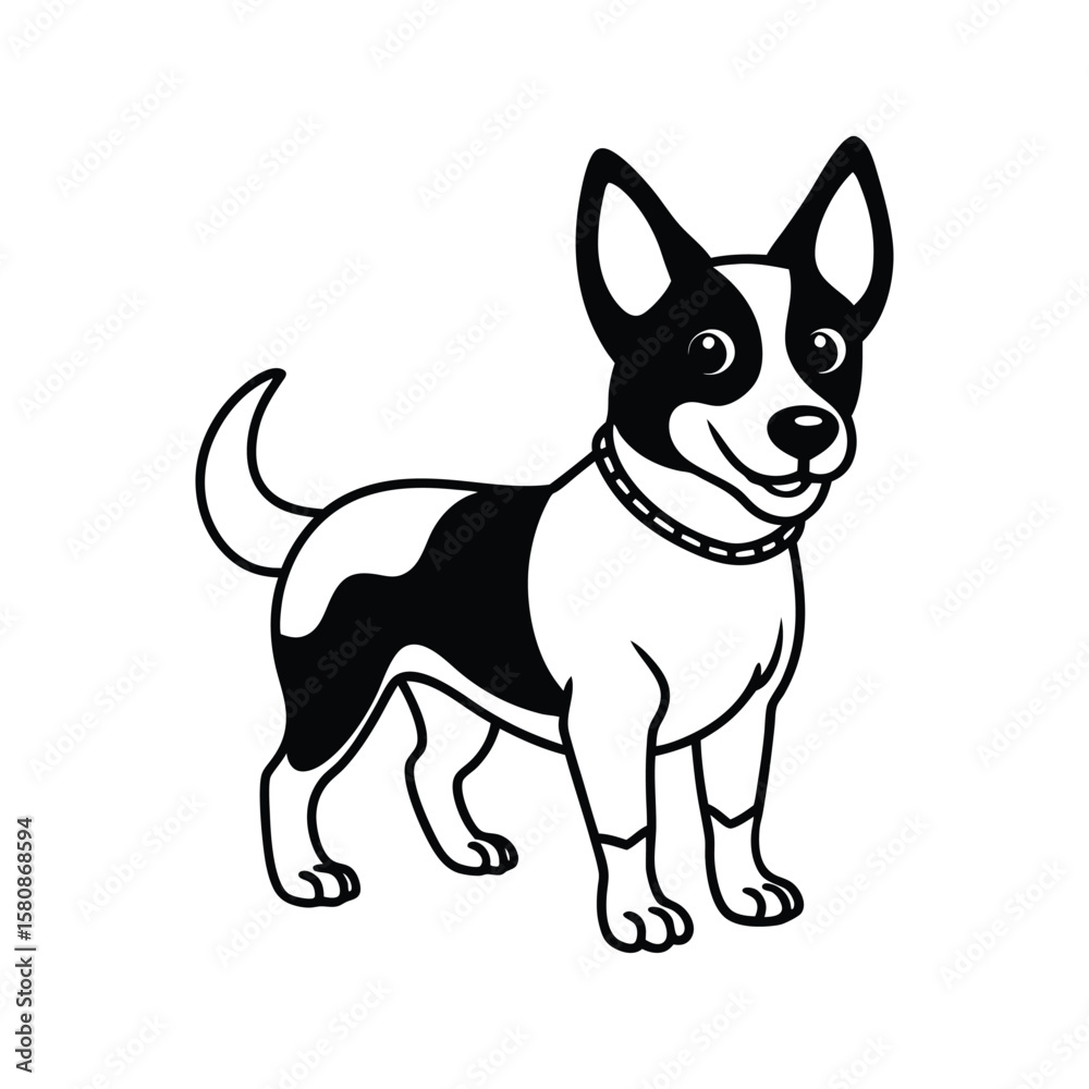 Fototapeta premium Playful black and white dog with spots puppy canine
