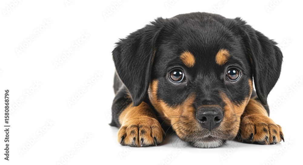 Fototapeta premium A rottweiler puppy on white