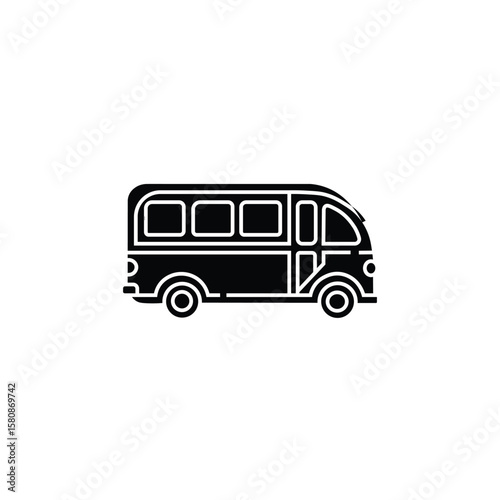 Bold Black Bus Icon – Solid Public Transport Vehicle Symbol in Minimal Silhouette Style