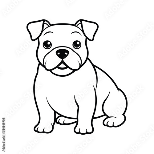 Adorable bulldog puppy sitting friendly animal cartoon
