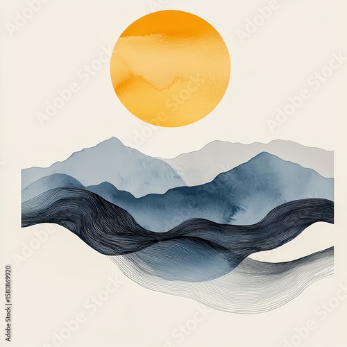 Zen mode minimalism with a gentle interplay of ambient gradients soft textures and subtle ink lines peaceful and refined