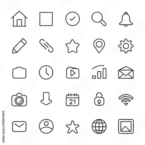 Clean Minimal Line Style Vector Icons Download Free EPS File