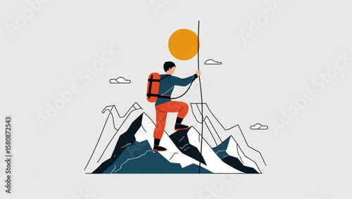 Mountain Climber Reaching the Summit