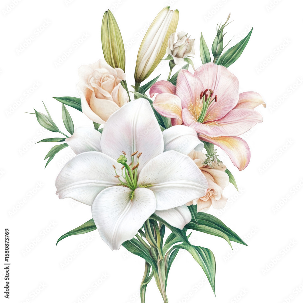 Fototapeta premium bouquet of white lilies