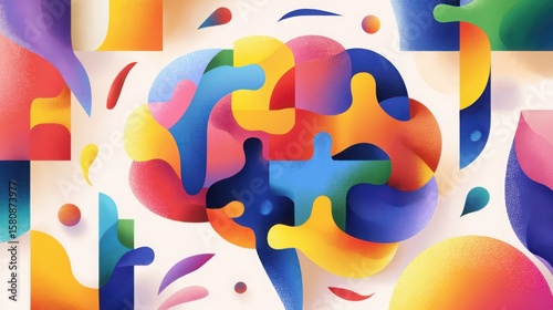 Abstract Colorful Brain Concept Mental Health Intelligence Creative Psychology