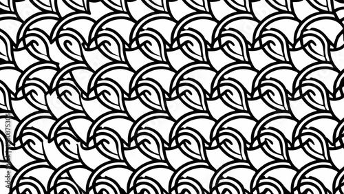 Abstract black and white repeating pattern with organic curved shapes