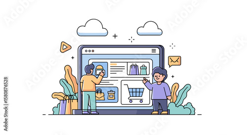Online Shopping Concept Illustration E-commerce Design