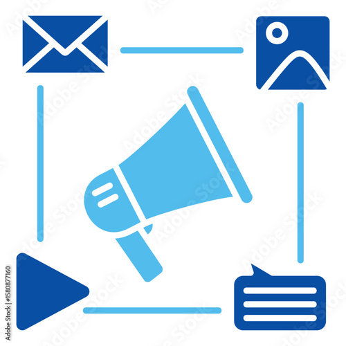 Promotion Icons In Blue Style, Vector Illustration