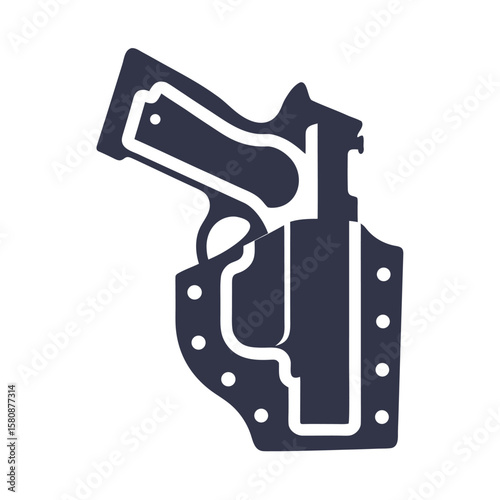 Dark blue pistol and holster silhouette firearm weapon