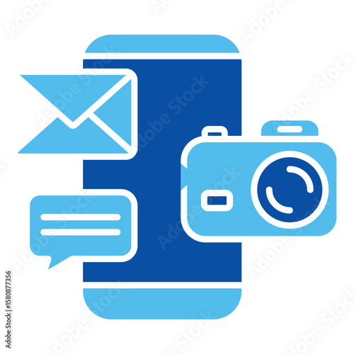 Social Media Icons In Blue Style, Vector Illustration