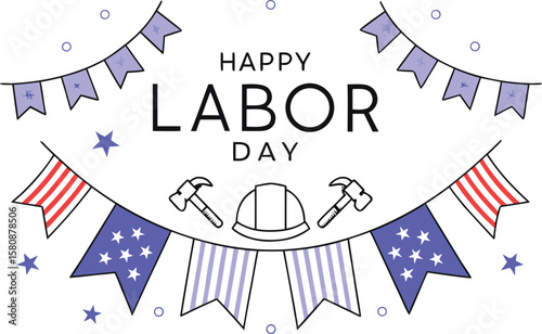 Celebrate the federal holiday with festive labor day graphics featuring bold typography and patriotic colors for your celebrations