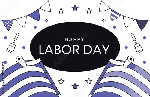 Celebrate a happy labor day public federal holiday with festive graphic elements and bold typography for a memorable observance