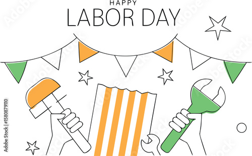 Celebrate the public federal holiday with festive decorations and commemorative elements for a joyful labor day gathering