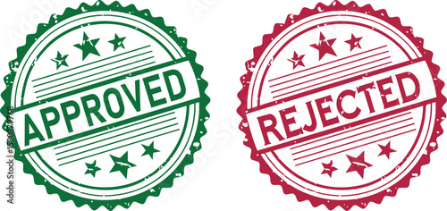 Approved and rejected stamps show acceptance and denial decisions