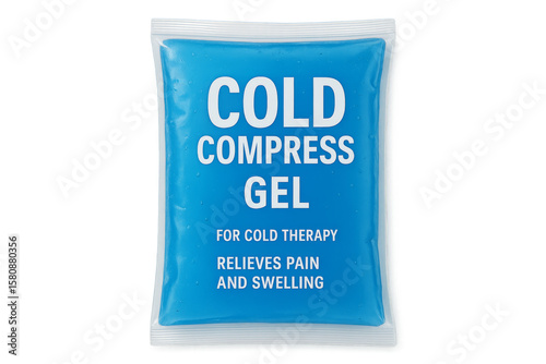 Cold compress gel pack relieving pain and swelling on transparent background