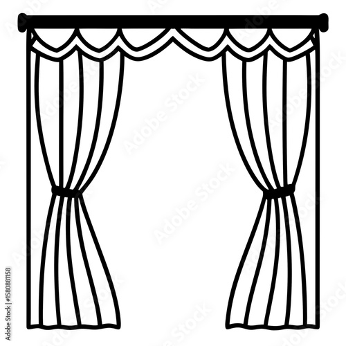 Elegant Window Curtains Vector Illustration