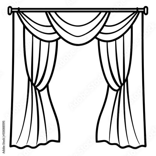 Elegant Window Curtains Vector Illustration