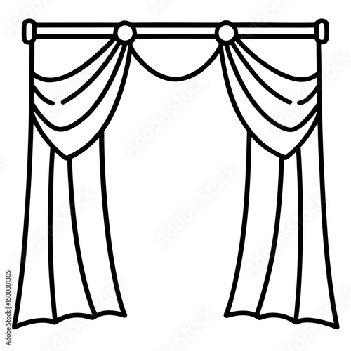 Elegant Window Curtains Vector Illustration