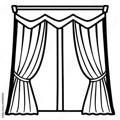 Elegant Window Curtains Vector Illustration