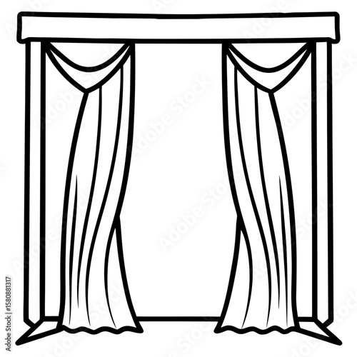 Elegant Window Curtains Vector Illustration