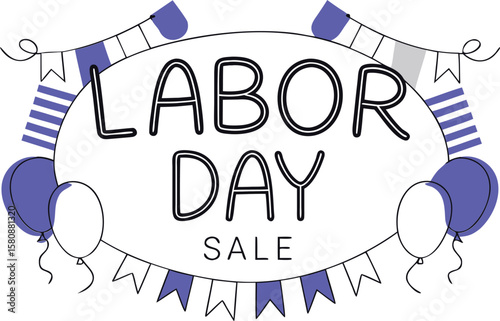 Festive labor day celebration card poster featuring a hand drawn design with bold typography and vibrant colors for special promotions and greetings