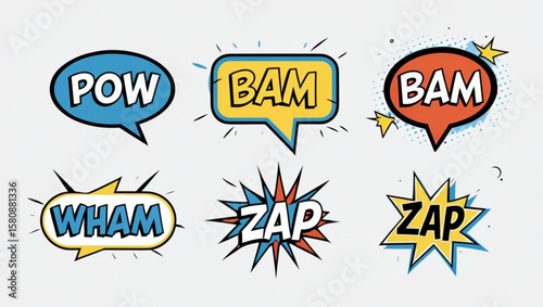 Comic Book Sound Effects Speech Bubbles Set