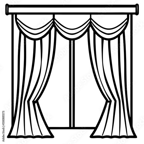 Elegant Window Curtains Vector Illustration