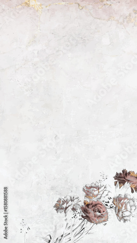 Blank floral shimmering mobile phone wallpaper vector