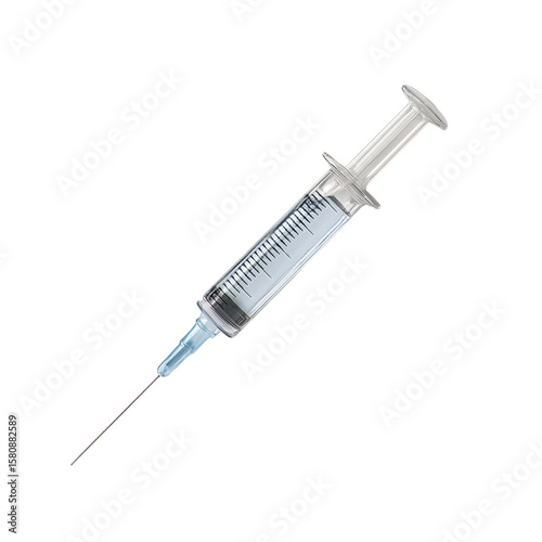 Isolated Syringe with Clear Liquid on Black Background