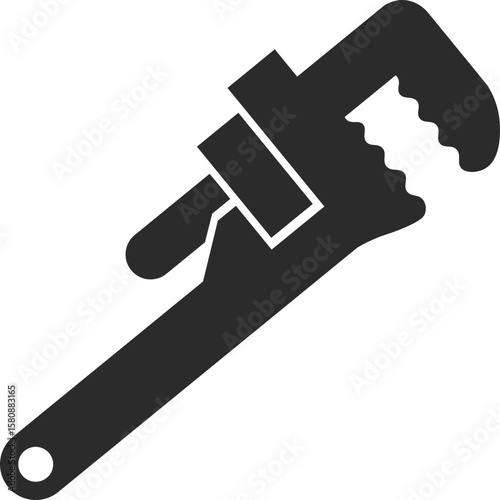 plumbing wrench repair work tool icon in dark grey and clear background editable vector illustration