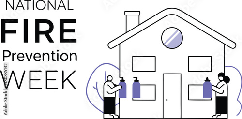 Promoting fire prevention week with safety awareness graphics featuring essential fire safety education and community preparedness elements for public outreach campaigns and educational materials