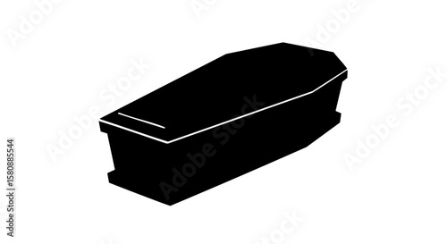 A simple black coffin isolated on white. 