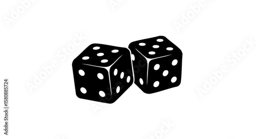 Two black dice showing the numbers. 